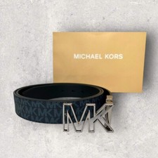 Michael Kors MK Gürtel Wendegürtel Schwarz Blau Silber Leder S M L XL NEU