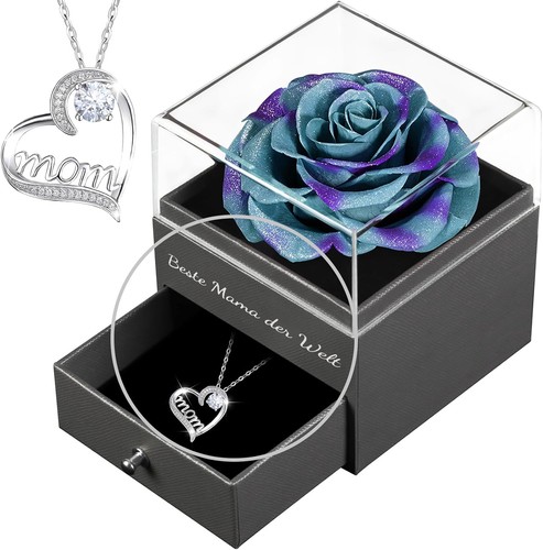 Echte rose halskette 925 - rose,