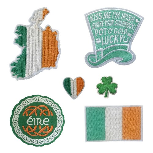 6er set irland stickerei patch - stickerei,