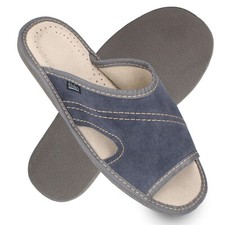 Hausschuhe Herren Leder blau