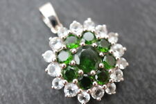 GOLDJUNGE69 * LA LUNA EDELSTEIN ANHÄNGER CHROMDIOPSID & WEIßTOPAS*925er SILBER