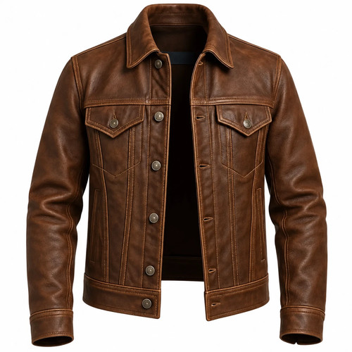 Herren lederjacke braun - herren,