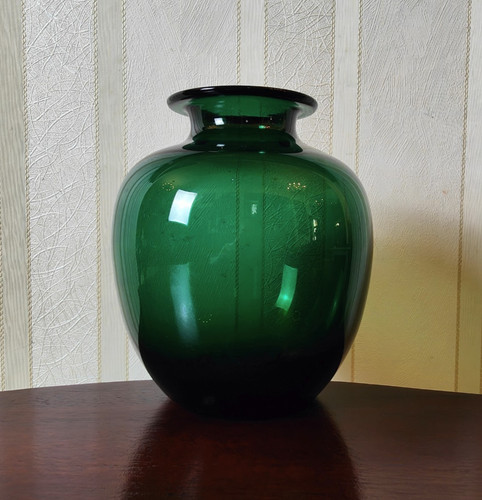 Glas vase grün mundgeblasen - glas,
