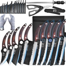 Authentische XYJ seit 1986,10 Stück Küchenmesser Set mit Rollentasche, Schere,