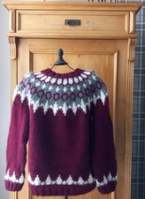 Islandpullover, handgestrickt, Wolle Alafoss, gebraucht aber wie neu, Größe S/ M