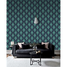 Neon blau Art Deco Vlies Fototapete und Schwarz Wand Wandgestaltung