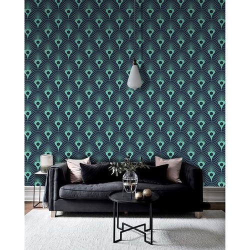 Neon blau art deco - blau,