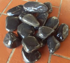 5 kg FLUSSKIESEL POLIERT Schwarz-Dunkelgrau ca. 40-80 mm ZIERKIES GRABDEKO glatt