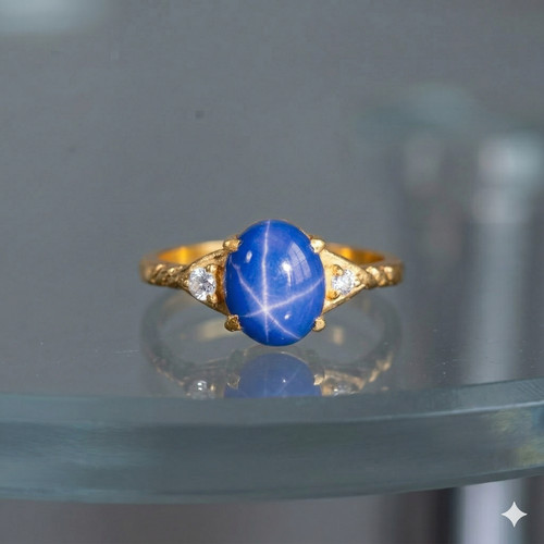 Blauer stern saphir ring - stern,