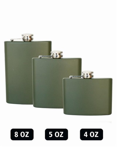 Taschenflasche edelstahl oliv - taschenflasche,