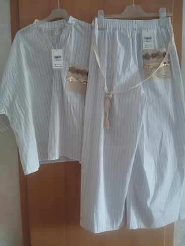 Set weiß grau gestreift - 38, weiß/grau