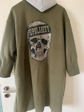 Lagenlook Sweat Mantel Jacke Kapuze Kaki Oversize Glitzer 40-48 Italy Neuwertig
