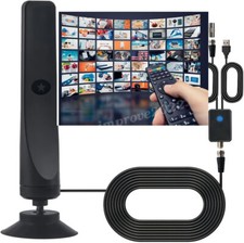 Digitale TV-Antenne mit Verstärker 360° Empfang von 50 Mi 4K 1080P TV kostenlos