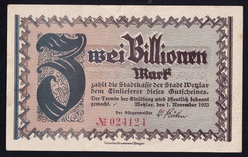 Wetzlar billionen mark - wetzlar:,