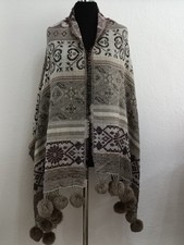 Schal, Wollschal, Stola, 100% reine Wolle, Bommeln, Indien, 178 x 67, ungetragen