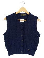 GEIGER Trachtenweste Damen 42/XL Schurwolle Blau Strickmuster
