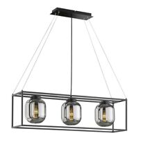 Fischer & Honsel Pendelleuchte Hängelampe Regi 3x E27 60605  Rauchglas schwarz