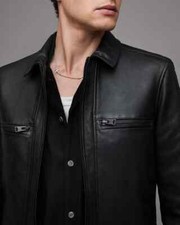 Herren schwarz lederjacke pure - schwarz,