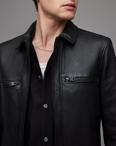 Herren schwarz lederjacke - schwarz, pure