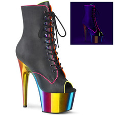 Sale ADORE-1021RC-02 Pleaser Plateaustiefelette regenbogen Chrom schwarz Matt 36