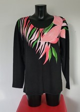 Damen Pullover Langarm schwarz-bunt Gr. 46/48 (Art & Colour)