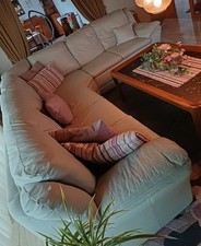 Polstergarnitur Leder Hellgrau 2-tlg