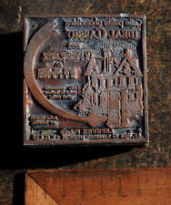 Werbung Ofen Kupferdruckstock Galvano Druckstock Klischee Jugendstil Haus Platte