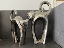 Skulptur 2 Katzen Sielber