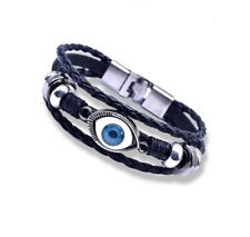 Armband mit Nazar Boncuk Blaue Auge Böse Blick  Schwarz Geflochten