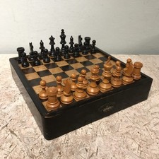 Spielesammlung Schach Backgammon Mühle Dame antik vintage alt Spielebox Holz