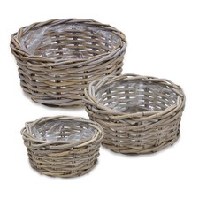 Rattan Pflanz Schale 3er Set
