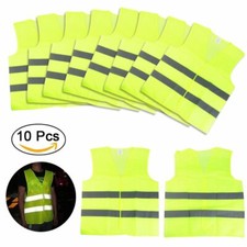 10 x Profi KFZ Warnweste Unfallweste Neon Gelb Sicherheitswarnweste Weste Arbeit