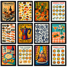 Essen Poster A3 A4 A5 Lecker Wandbild Kunstdruck mit leckeren Mahlzeiten und Getränken