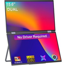 Laptop Screen Extender 15.6" Dual Portable Monitor FHD Stacked Folding Monitor