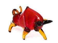 Stier aus Glas Figur rot