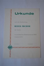 alte DDR Urkunde "Bester Züchter" blanko soz. Wettbewerb VKSK