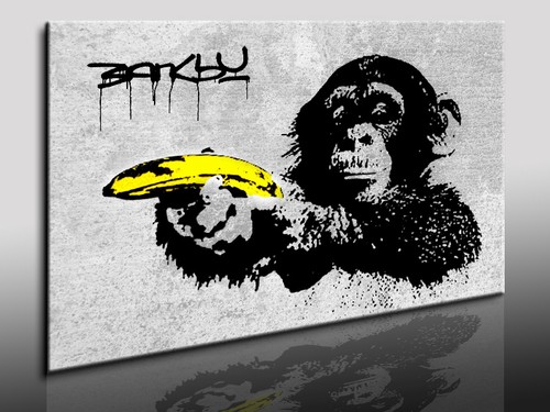 Monkey banana banksy bild auf - banana,