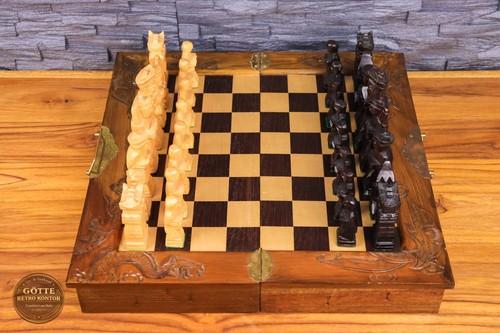 Vintage holz schachspiel - holz,