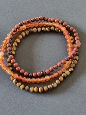 3 Armband Tigerauge bernstein Energie Kugelarmband Gummizug