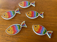 6 x Regenbogen Fisch, Streuartikel, Kommunion Konfirmation, Tischdeko Streufisch