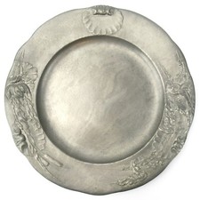 Kayserzinn Teller 4131 Jugendstil Hugo Leven Entwurf Muschel Seerosen Fisch