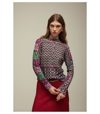 JEi'S Cardigan with Ties Print Burgundy