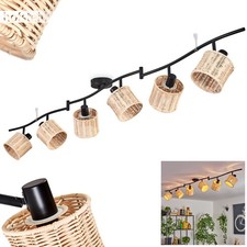 HOFSTEIN Dello Deckenlampe aus Metall/Korbgeflecht/Rattan in Schwarz/Naturfarben