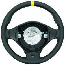 Leder Lenkrad für BMW E36 E39 Z3  neu bezogen 12 Uhr Stellung in gelb