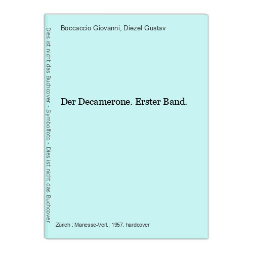 Der decamerone erster band - der, decamerone.