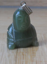BUDDHA Figur Jade grün Anhänger Halskette klein 1980.er Jahre vintage