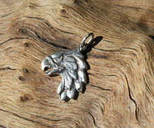 Anhänger Adlerkopf 925 Silber Amulett Adler Kopf Western Indianerschmuck Federn