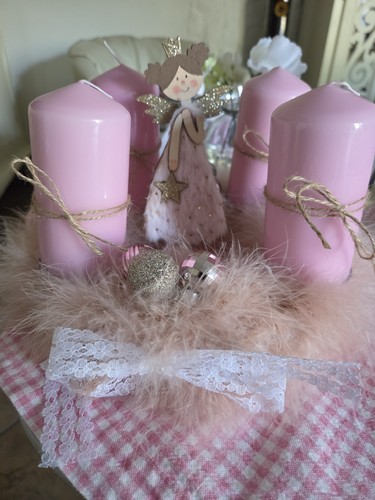 Adventskranz rosa komplett - in,