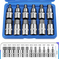 12-TLG 1/2 STECKSCHLÜSSEL SATZ 5-22 mm INNENSECHSKANT NÜSSE für INBUS SCHRAUBEN
