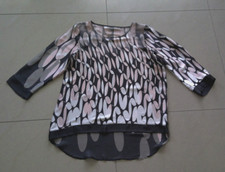 Madeleine Tunika Bluse 3/4 Ärmel Gr.40/42 Rosa Weiß Schwarz Muster Vokuhila